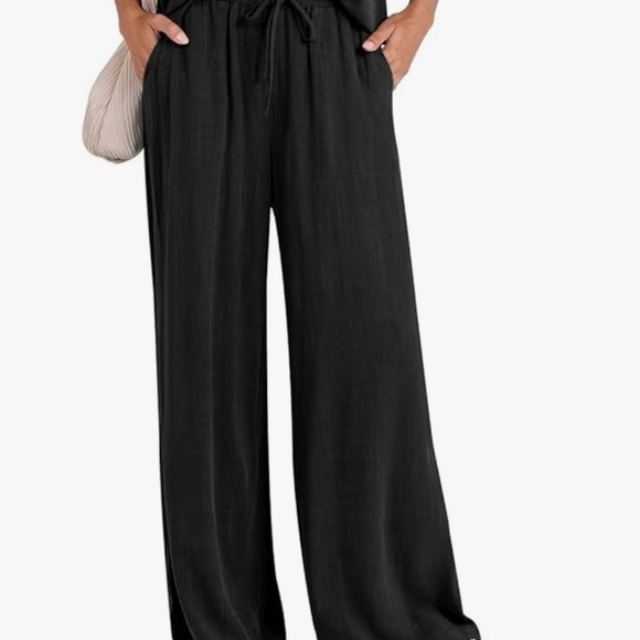 Black linen blend wide leg pants - Picture 8 of 8